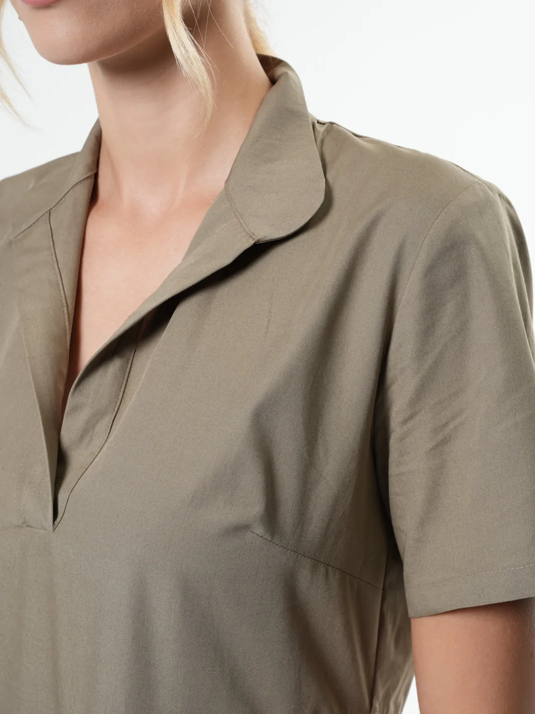 Tunic Shirt With Pleated Chiffon Layer