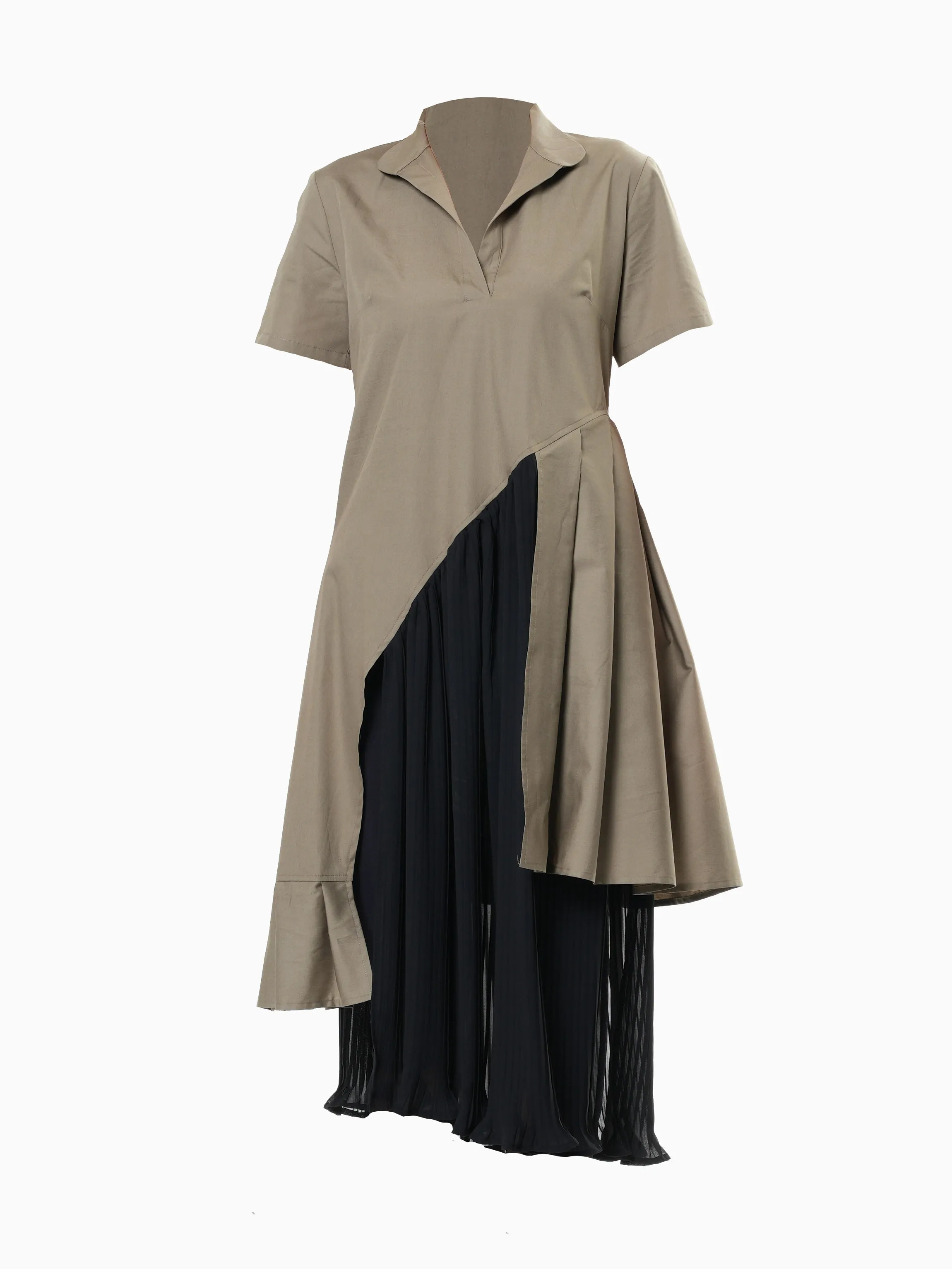 Tunic Shirt With Pleated Chiffon Layer